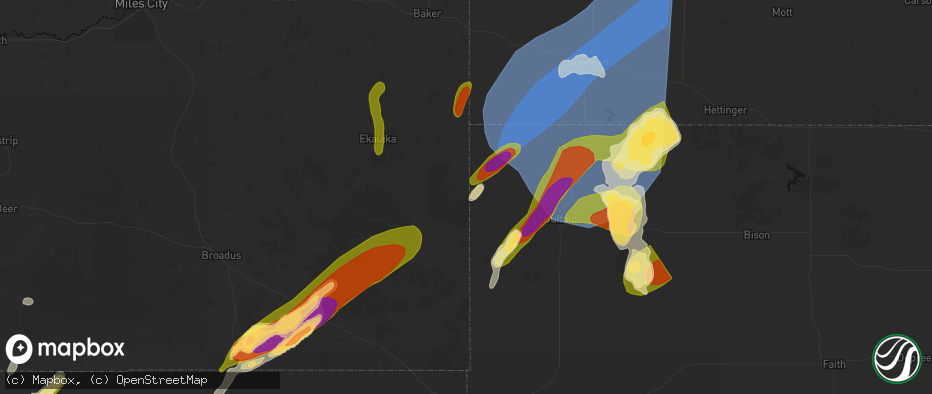 Hail map in Camp Crook, SD on June 27, 2026
