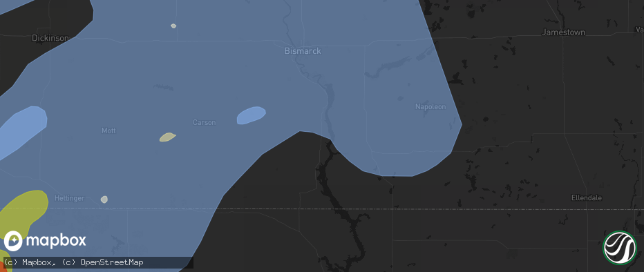 Hail map in Cannon Ball, ND on June 27, 2026