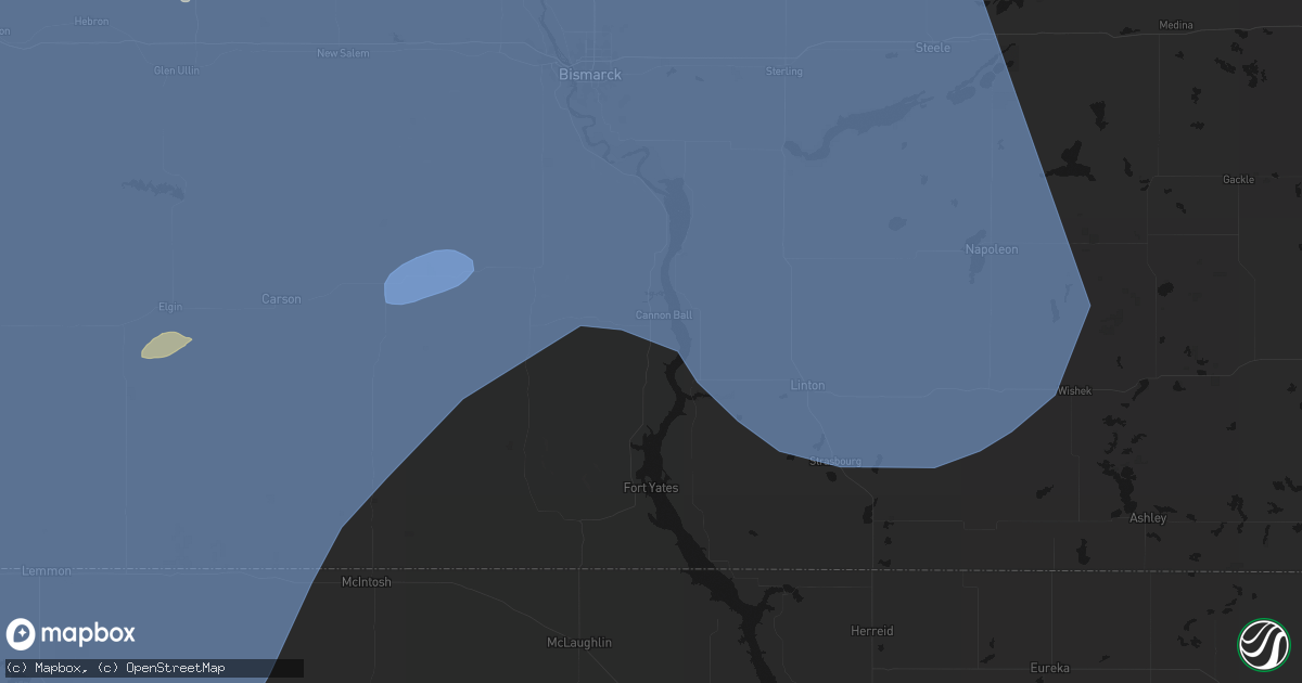Hail map in Cannon Ball, ND on June 27, 2026