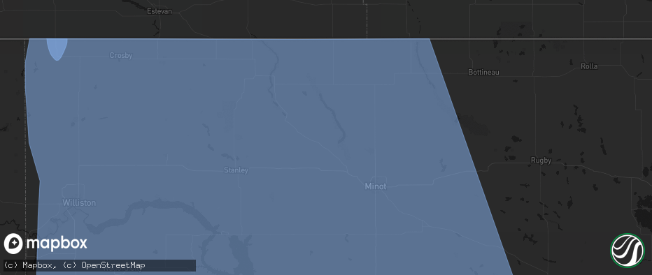Hail map in Carpio, ND on June 27, 2026