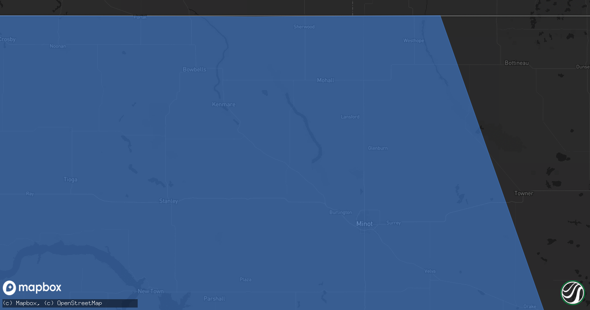 Hail map in Carpio, ND on June 27, 2026