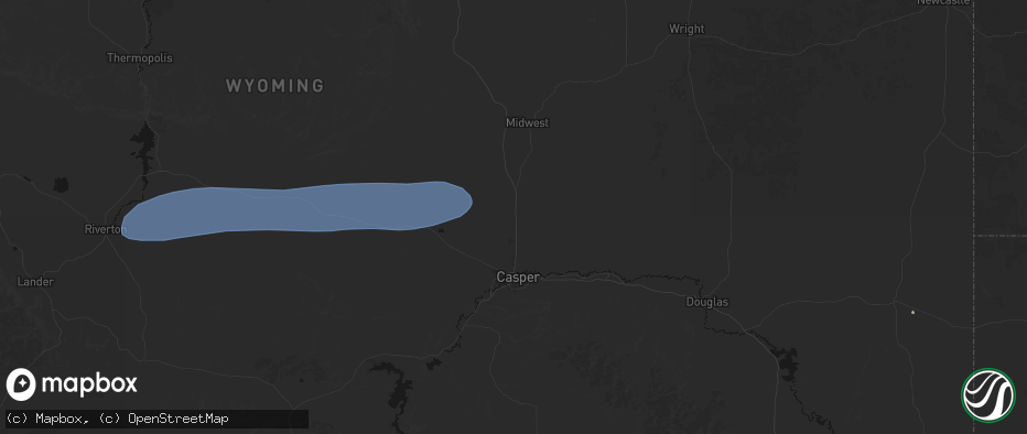 Hail map in Casper, WY on June 27, 2026