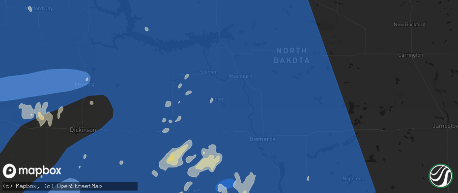 Hail map in Center, ND on June 27, 2026