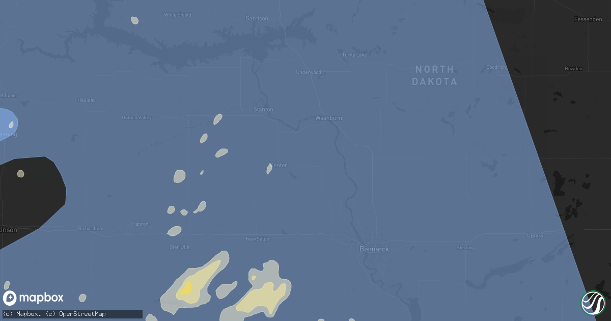 Hail map in Center, ND on June 27, 2026