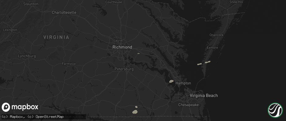 Hail map in Charles City, VA on June 27, 2026