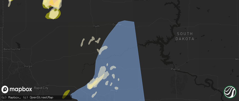 Hail map in Cherry Creek, SD on June 27, 2026