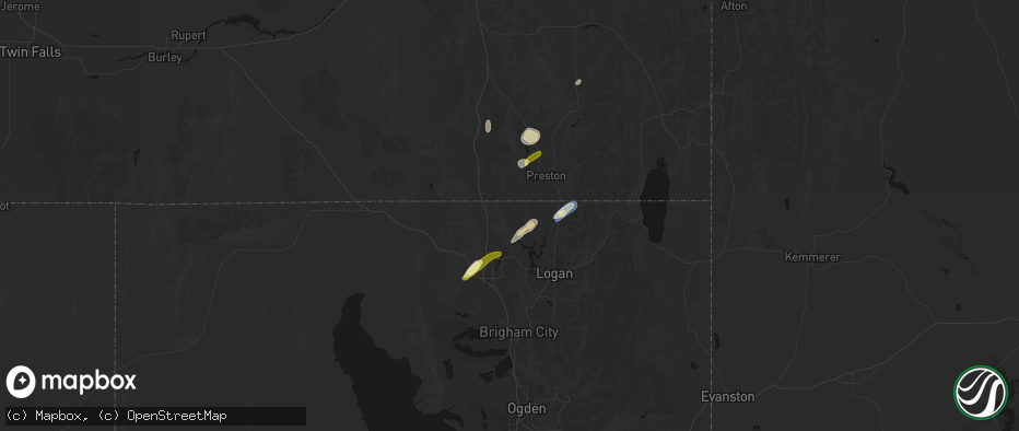 Hail map in Clarkston, UT on June 27, 2026