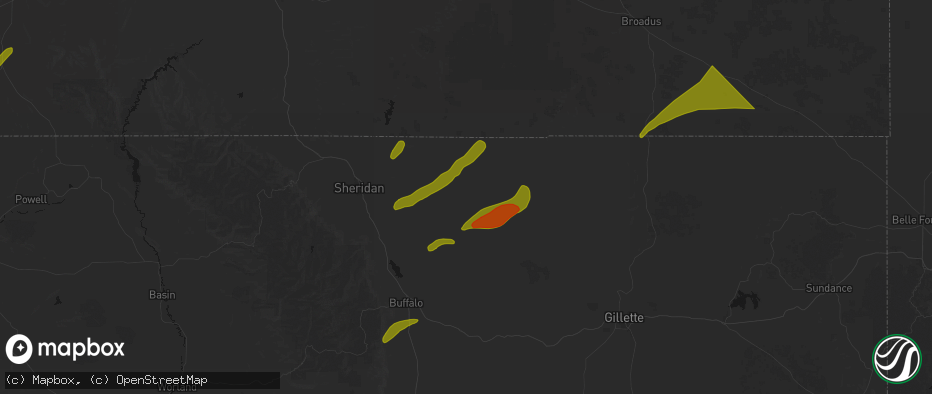 Hail map in Clearmont, WY on June 27, 2026