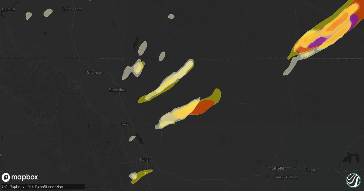 Hail map in Clearmont, WY on June 27, 2026