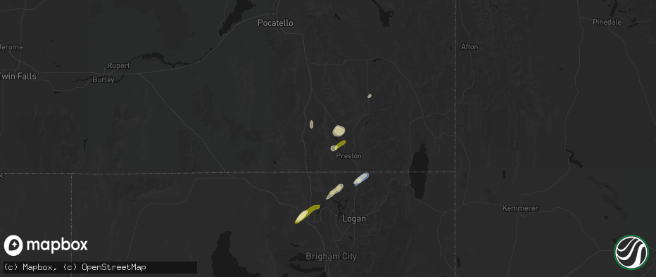 Hail map in Clifton, ID on June 27, 2026