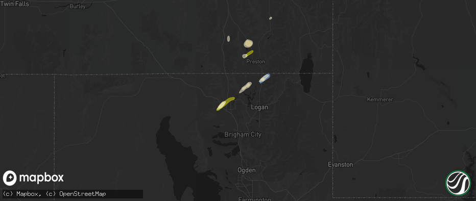 Hail map in Collinston, UT on June 27, 2026