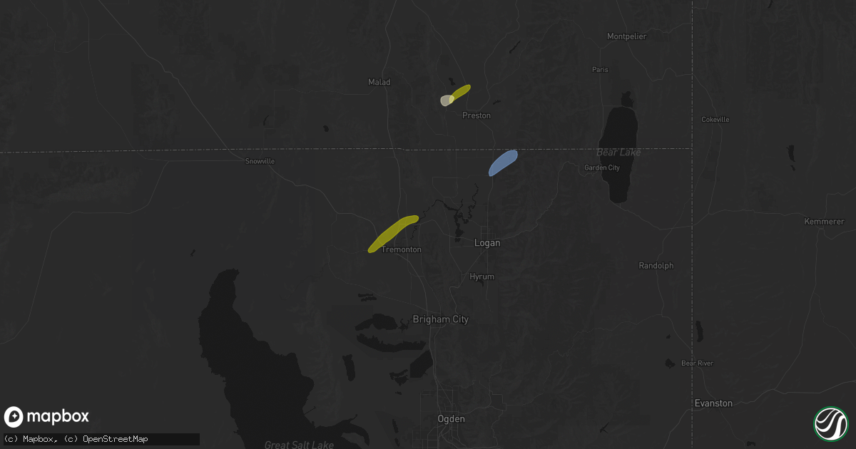 Hail map in Collinston, UT on June 27, 2026