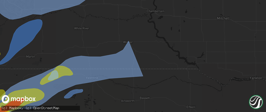 Hail map in Colome, SD on June 27, 2026
