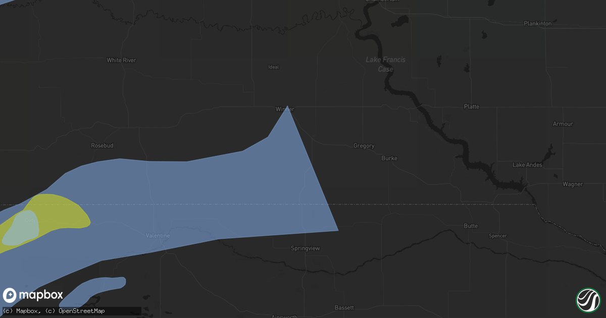 Hail map in Colome, SD on June 27, 2026