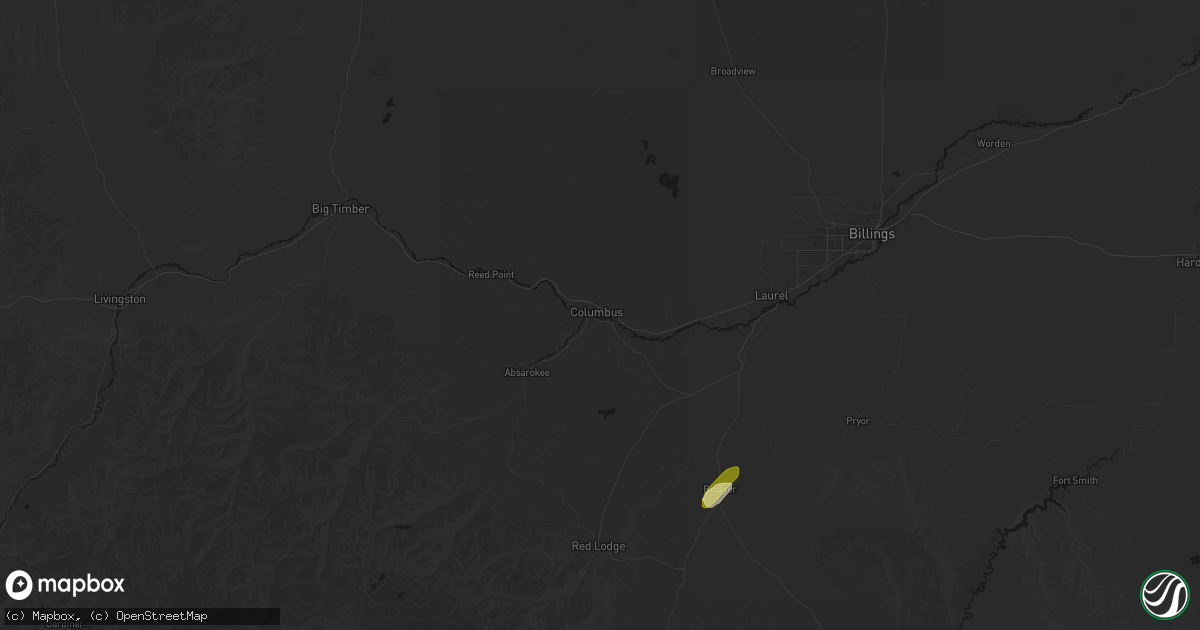 Hail map in Columbus, MT on June 27, 2026