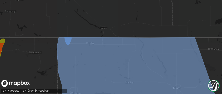 Hail map in Columbus, ND on June 27, 2026