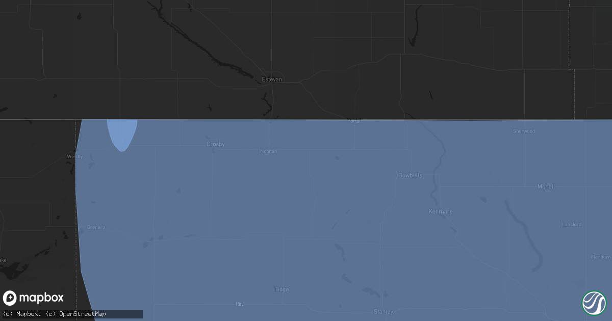 Hail map in Columbus, ND on June 27, 2026