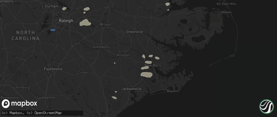 Hail map in Cove City, NC on June 27, 2026