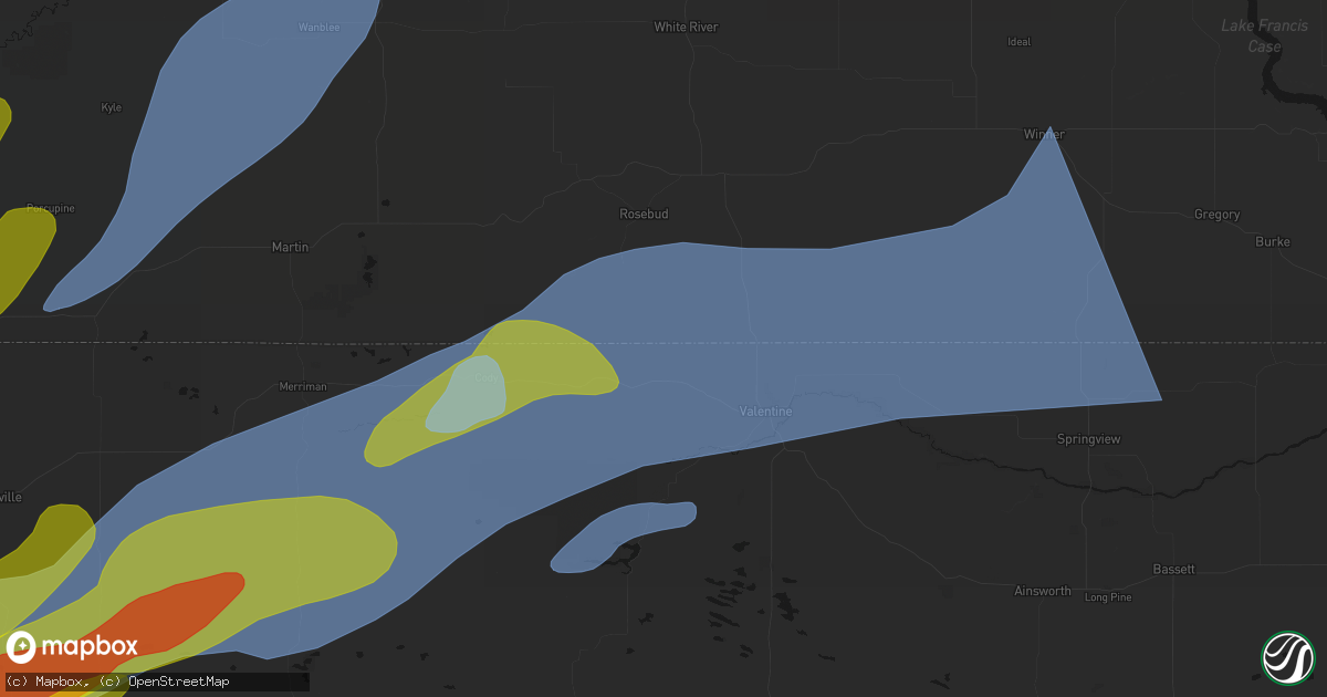 Hail map in Crookston, NE on June 27, 2026