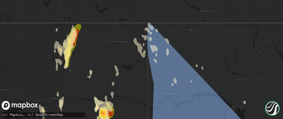 Hail map in Dagmar, MT on June 27, 2026