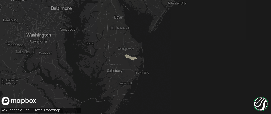 Hail map in Dagsboro, DE on June 27, 2026