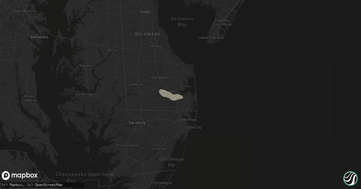 Hail map in Dagsboro, DE on June 27, 2026