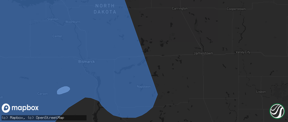 Hail map in Dawson, ND on June 27, 2026
