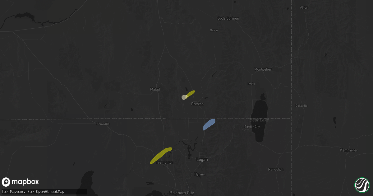 Hail map in Dayton, ID on June 27, 2026