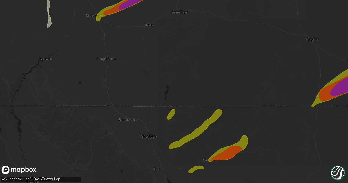 Hail map in Decker, MT on June 27, 2026