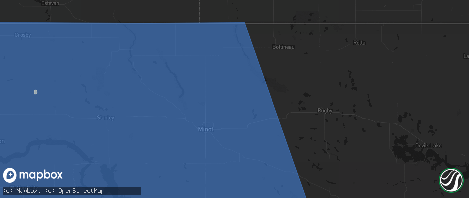 Hail map in Deering, ND on June 27, 2026