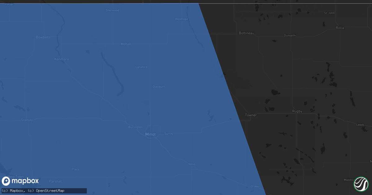 Hail map in Deering, ND on June 27, 2026
