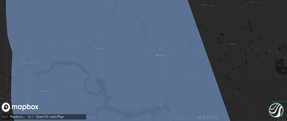 Hail map in Des Lacs, ND on June 27, 2026