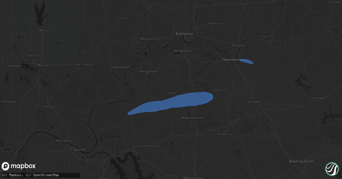 Hail map in Dixon, KY on June 27, 2026