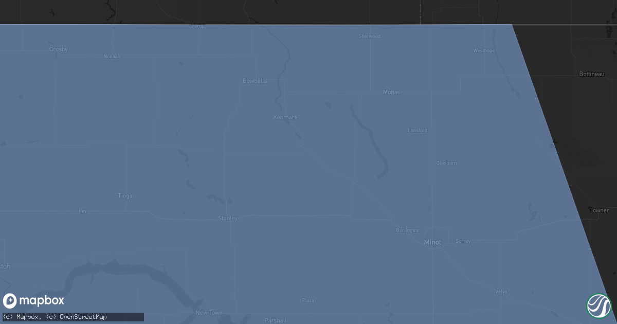 Hail map in Donnybrook, ND on June 27, 2026