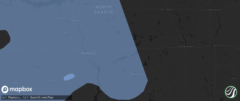 Hail map in Driscoll, ND on June 27, 2026