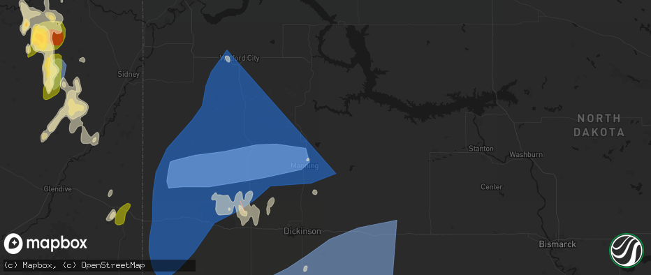 Hail map in Dunn Center, ND on June 27, 2026