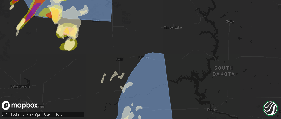 Hail map in Dupree, SD on June 27, 2026