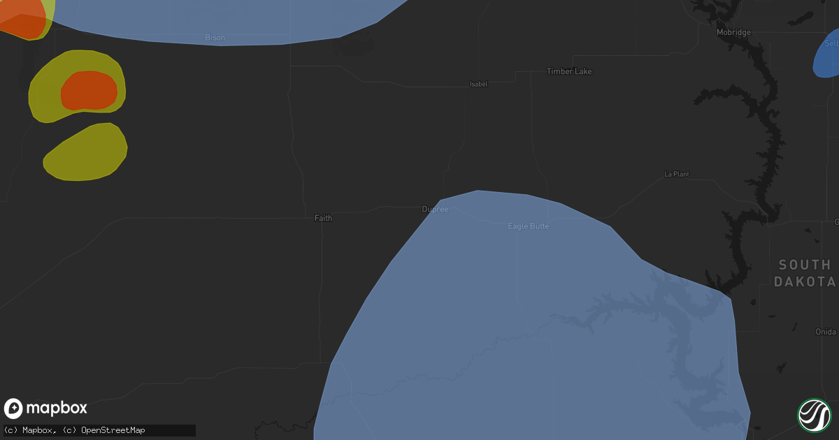 Hail map in Dupree, SD on June 27, 2026