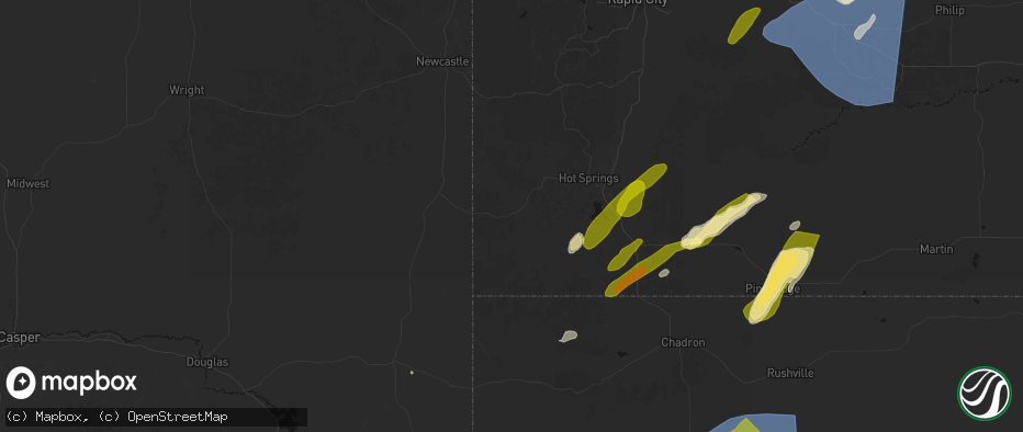 Hail map in Edgemont, SD on June 27, 2026