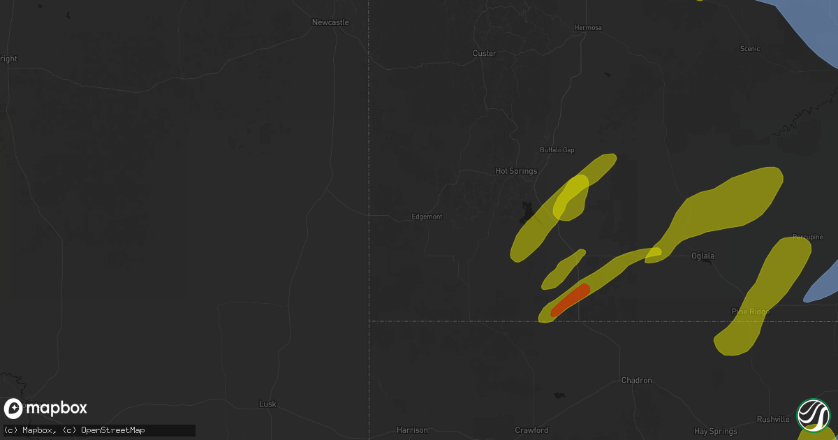 Hail map in Edgemont, SD on June 27, 2026