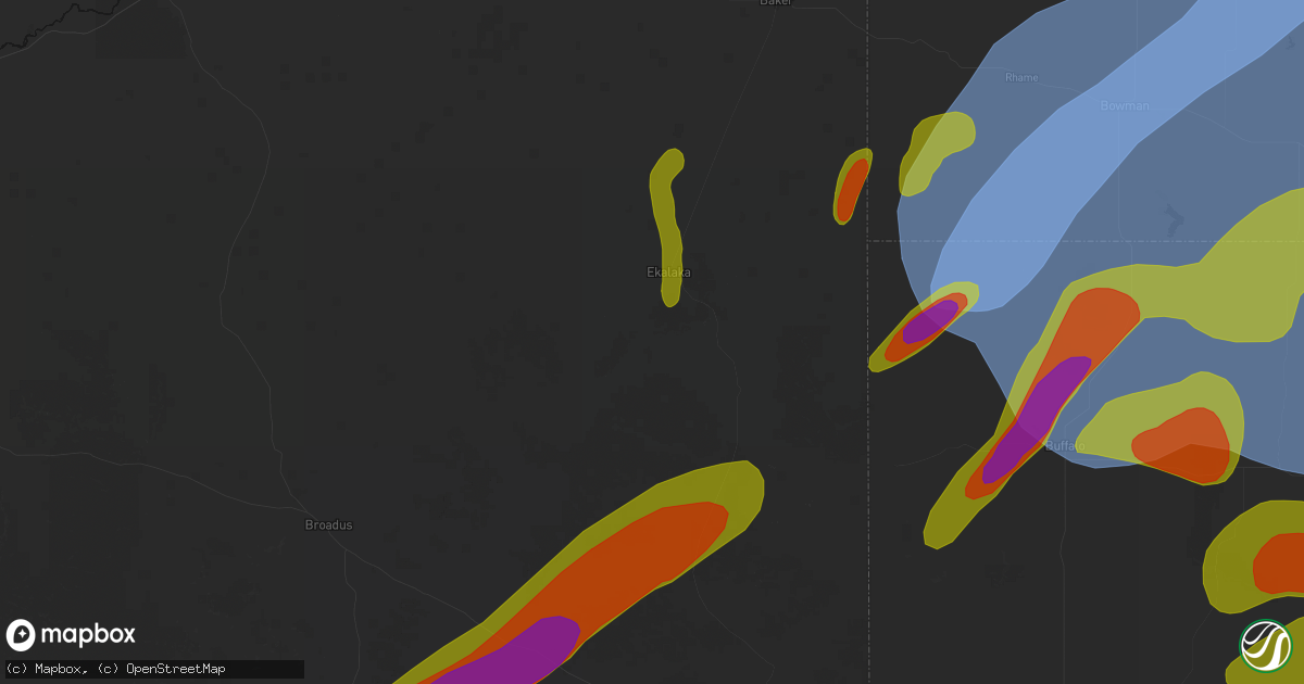 Hail map in Ekalaka, MT on June 27, 2026