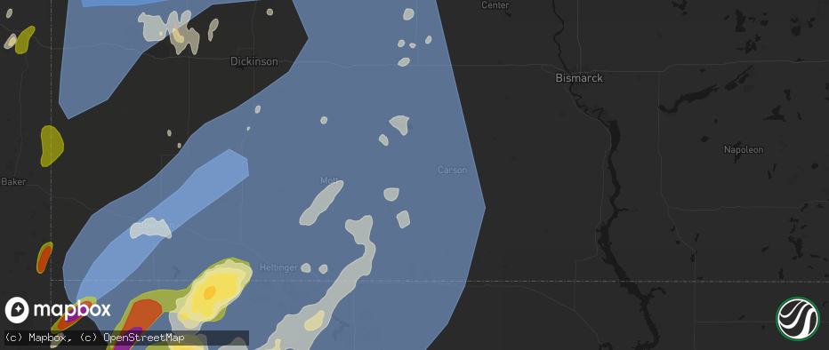 Hail map in Elgin, ND on June 27, 2026