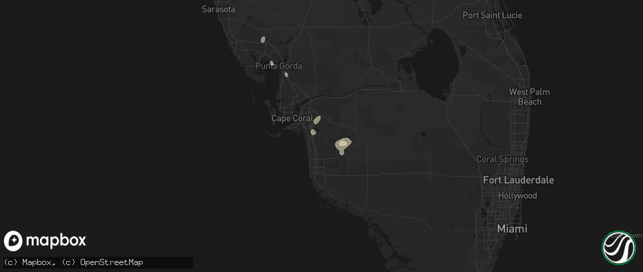 Hail map in Estero, FL on June 27, 2026