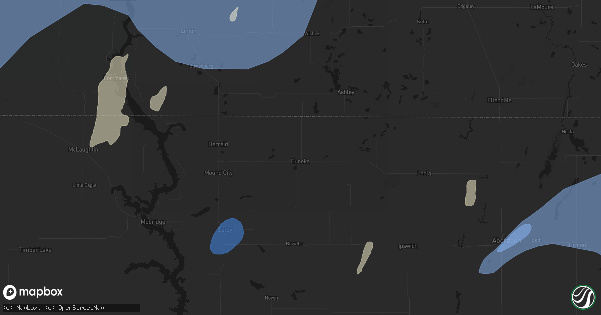 Hail map in Eureka, SD on June 27, 2026