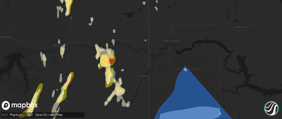 Hail map in Fairview, MT on June 27, 2026