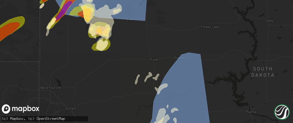 Hail map in Faith, SD on June 27, 2026
