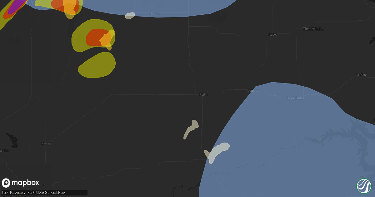 Hail map in Faith, SD on June 27, 2026