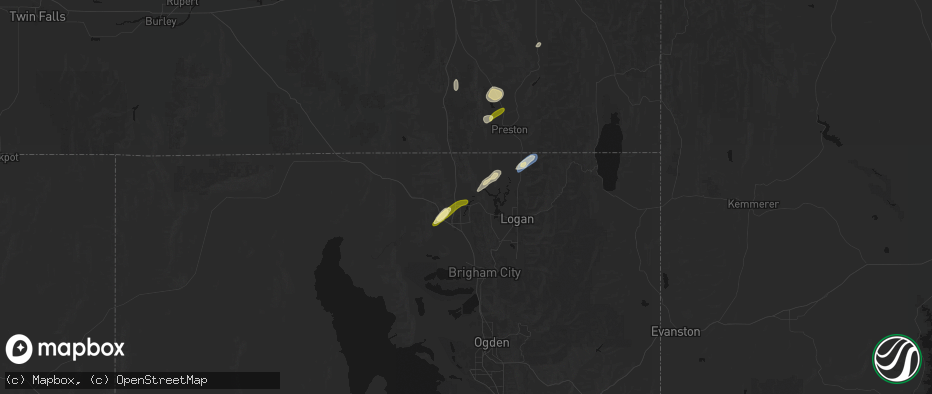 Hail map in Fielding, UT on June 27, 2026