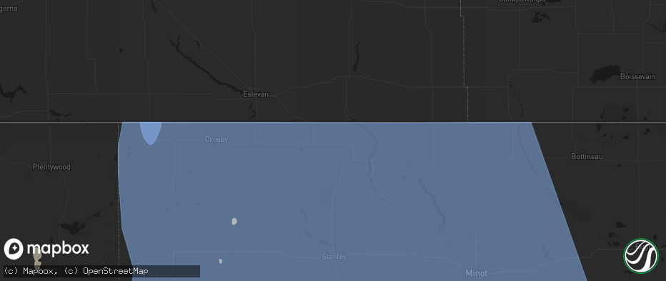 Hail map in Flaxton, ND on June 27, 2026