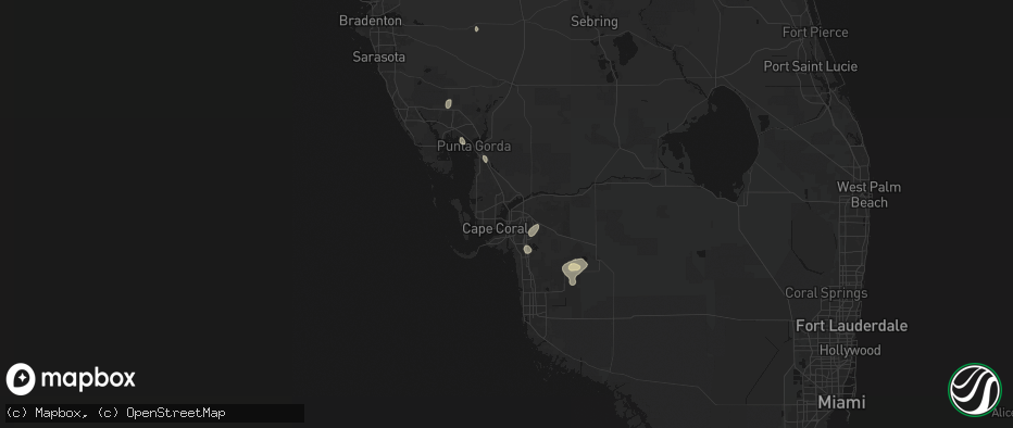 Hail map in Fort Myers, FL on June 27, 2026